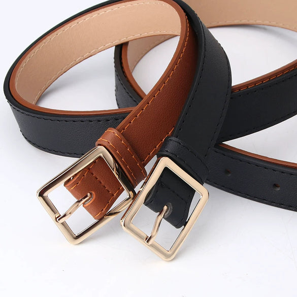 Women Fashion Pu Leather Decorative Belt Minimalist All Match Pin Buckle Belt For Coat Sweater Jeans And Trousers