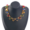 Women Fashion Retro Exaggerated Colorful Oval Alloy Resin Necklace With Geometric Style And Snake Bone Chain
