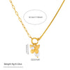 Women Fashion Simple Creative Stainless Steel Butterfly Drop Shape Pendant Necklace With Asymmetric Cross Chain And Electroplating Design