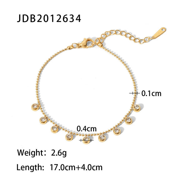 Women Fashion Stainless Steel And Titanium Steel Necklace And Bracelet With Diamond Tassel And Geometric Pattern Electroplated