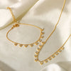 Women Fashion Stainless Steel And Titanium Steel Necklace And Bracelet With Diamond Tassel And Geometric Pattern Electroplated