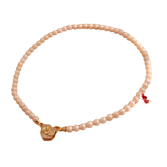 Women Freshwater Pearl Necklace Alloy Copper Beads Flower Buckle Electroplating Fashion Retro Design