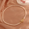 Women Freshwater Pearl Necklace Alloy Copper Beads Flower Buckle Electroplating Fashion Retro Design