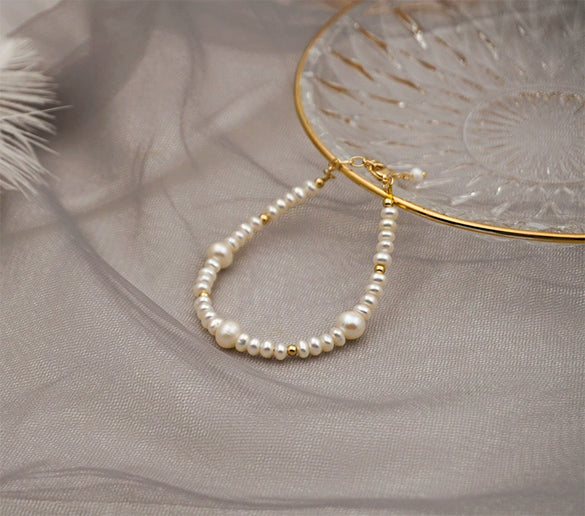 Women Handmade Baroque Freshwater Pearl Geometry Bracelet