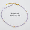 Women Handmade Natural Pearl Natural Stone Huangbei Crystal Stainless Steel Geometric Style Necklace With Electroplating