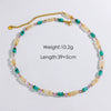 Women Handmade Natural Pearl Natural Stone Huangbei Crystal Stainless Steel Geometric Style Necklace With Electroplating