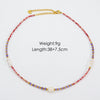 Women Handmade Natural Pearl Natural Stone Huangbei Crystal Stainless Steel Geometric Style Necklace With Electroplating