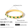 Women Heart Shaped Geometric Stainless Steel Bracelet With 18K Vacuum Plating White Shell Rhinestone And Natural Stone Inlay