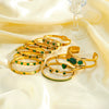 Women Heart Shaped Geometric Stainless Steel Bracelet With 18K Vacuum Plating White Shell Rhinestone And Natural Stone Inlay