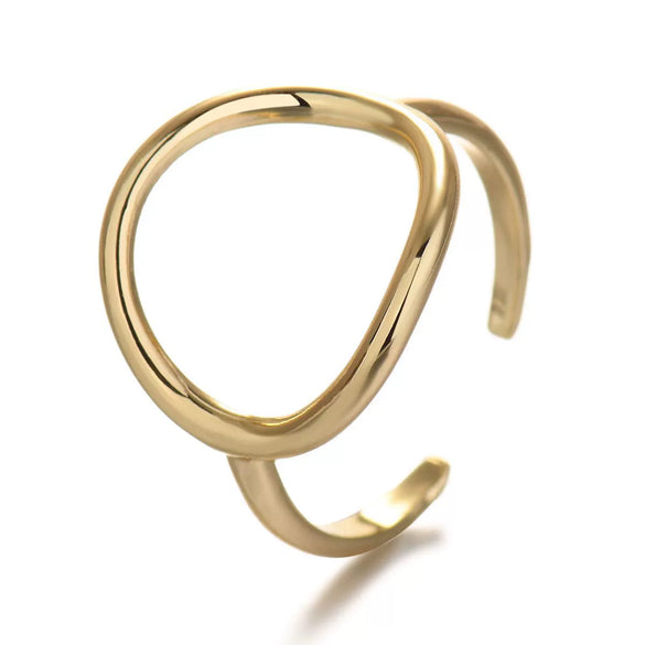 Women Jewelry Brass Goldplated Geometric Circle Inlay Zircon Open Ring