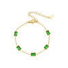Women Jewelry Niche Style 316L Stainless Steel Inlaid Emerald Zircon Geometric Square Plated 18K Gold