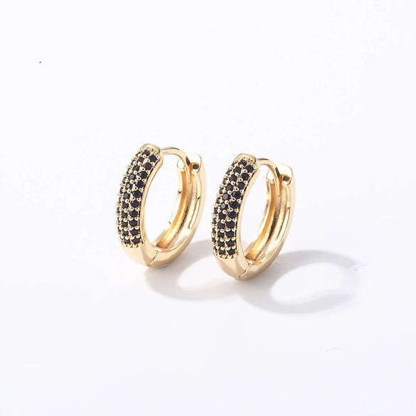 Women Light Luxury Round Cartoon Zircon Inlaid Copper Earrings Simple Style