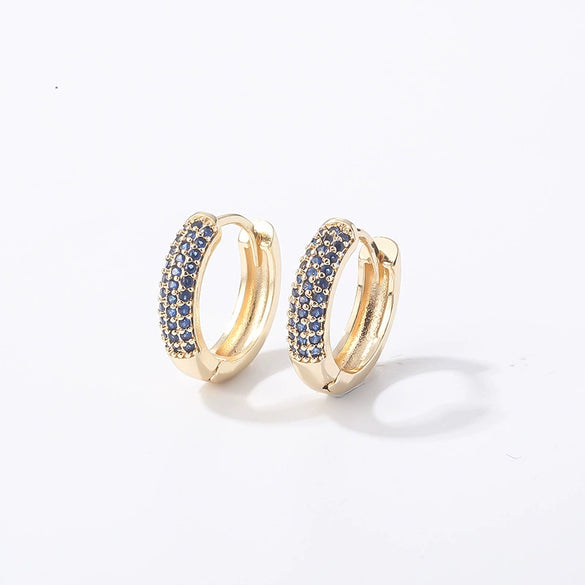 Women Light Luxury Round Cartoon Zircon Inlaid Copper Earrings Simple Style