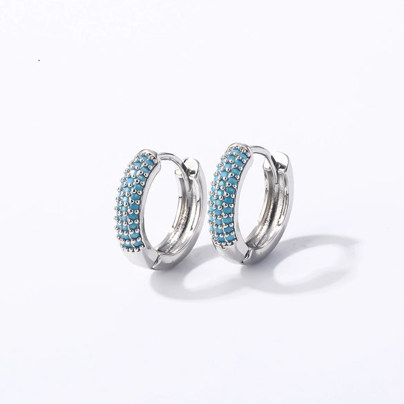 Women Light Luxury Round Cartoon Zircon Inlaid Copper Earrings Simple Style