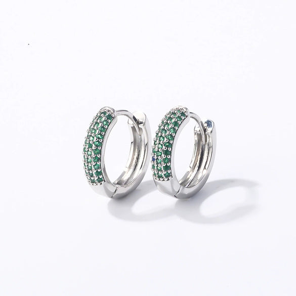 Women Light Luxury Round Cartoon Zircon Inlaid Copper Earrings Simple Style