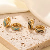 Women Light Luxury Round Cartoon Zircon Inlaid Copper Earrings Simple Style