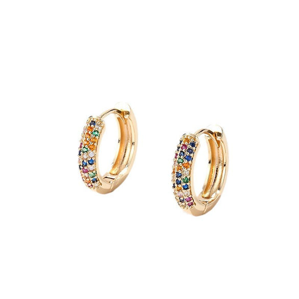 Women Light Luxury Round Cartoon Zircon Inlaid Copper Earrings Simple Style