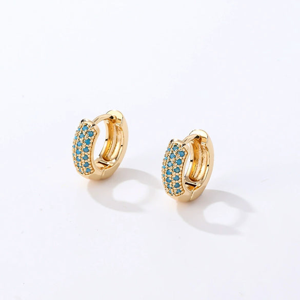 Women Light Luxury Round Cartoon Zircon Inlaid Copper Earrings Simple Style