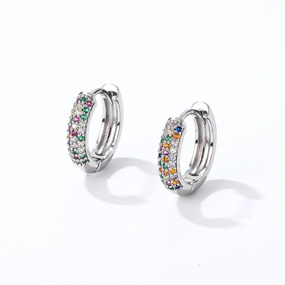 Women Light Luxury Round Cartoon Zircon Inlaid Copper Earrings Simple Style