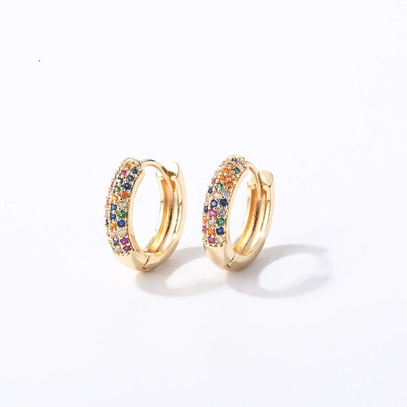 Women Light Luxury Round Cartoon Zircon Inlaid Copper Earrings Simple Style