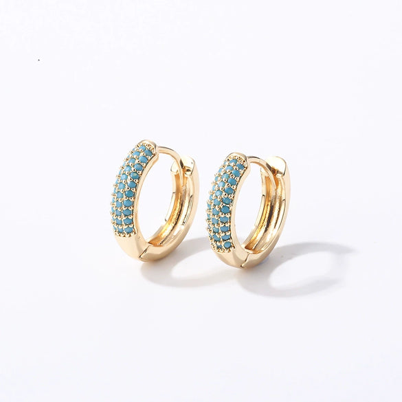 Women Light Luxury Round Cartoon Zircon Inlaid Copper Earrings Simple Style