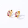 Women Light Luxury Round Cartoon Zircon Inlaid Copper Earrings Simple Style