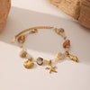 Women Marine Wind Stainless Steel Bracelet With Starfish Conch Shell Combination Vacuum Plating Manual