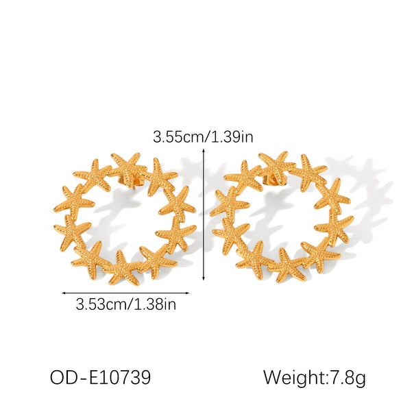 Women Marine Wind Stainless Steel Bracelet With Starfish Conch Shell Combination Vacuum Plating Manual