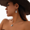 Women Metal Alloy Pendant Regular Chain Necklace Retro Western Style Geometric Pattern Electroplating
