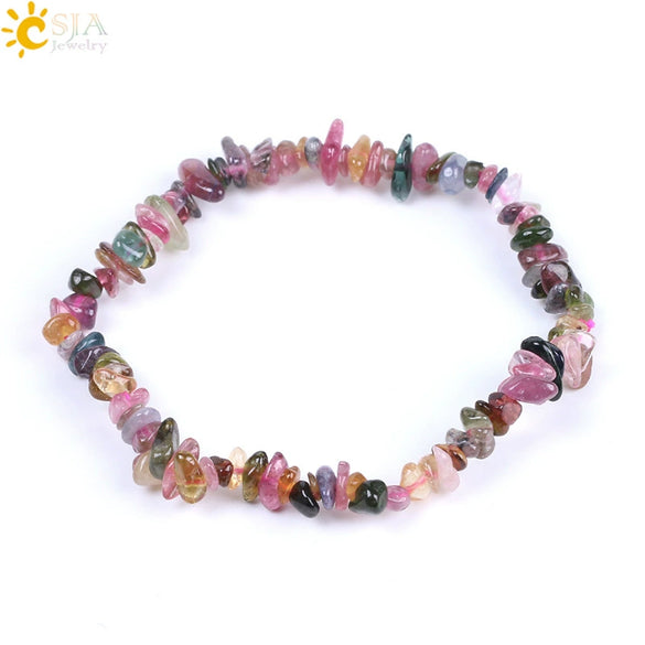 Women Natural Stone Minimalist Handmade Irregular Gravel Crystal Chip Bracelet