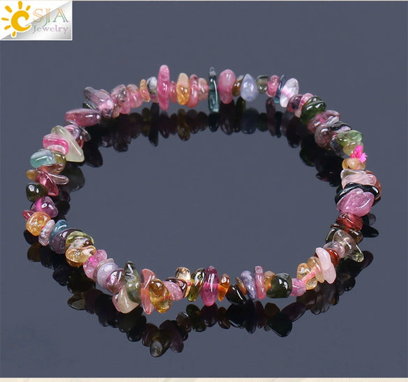 Women Natural Stone Minimalist Handmade Irregular Gravel Crystal Chip Bracelet