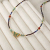 Women Natural Stone Pendant Necklace With Czech Beads Lapis Lazuli African Pine Red Agate Geometric Handmade