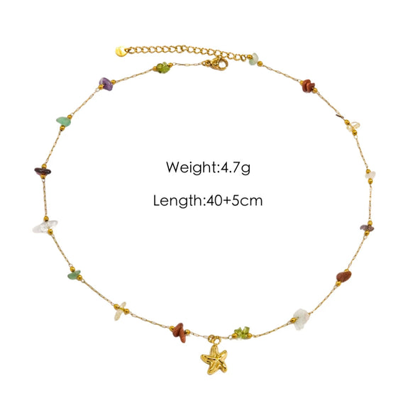 Women Necklace Stainless Steel Titanium Steel Natural Pearl Beaded Handmade Geometric Heart Shape Pendant