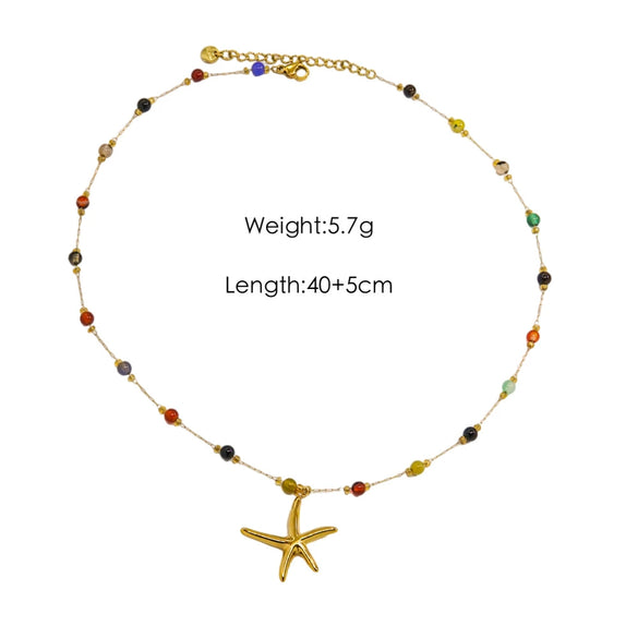 Women Necklace Stainless Steel Titanium Steel Natural Pearl Beaded Handmade Geometric Heart Shape Pendant