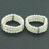 Women Pearl Handmade Geometric Threelayer Spiral Wide Bracelet