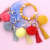 Women Pendant Fur Ball Leather Tassel Keychain Plush Accessories