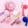 Women Pendant Fur Ball Leather Tassel Keychain Plush Accessories