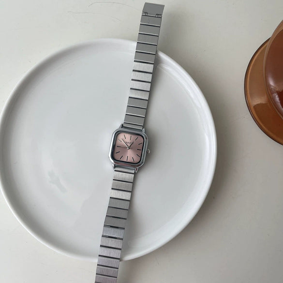 Women Quartz Watch Casual Stainless Steel Bamboo Strap Alloy Case Ordinary Glass Mirror