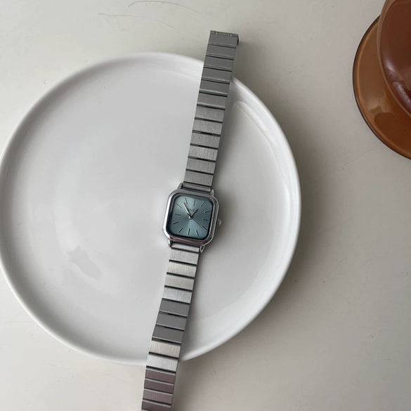 Women Quartz Watch Casual Stainless Steel Bamboo Strap Alloy Case Ordinary Glass Mirror