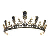Women Retro Baroque Alloy Rhinestone Crown Hairband Electroplated Hair Jewelry For Wedding And Stage
