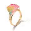 Women Retro Handmade Natural Citrine Geometric Ring With Irregular Rough Crystal Stone