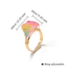 Women Retro Handmade Natural Citrine Geometric Ring With Irregular Rough Crystal Stone