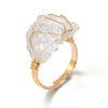 Women Retro Handmade Natural Citrine Geometric Ring With Irregular Rough Crystal Stone