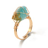 Women Retro Handmade Natural Citrine Geometric Ring With Irregular Rough Crystal Stone