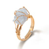 Women Retro Handmade Natural Citrine Geometric Ring With Irregular Rough Crystal Stone
