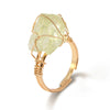 Women Retro Handmade Natural Citrine Geometric Ring With Irregular Rough Crystal Stone