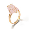 Women Retro Handmade Natural Citrine Geometric Ring With Irregular Rough Crystal Stone