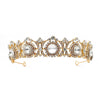 Women Retro Luxury Pearl Crown Headband With Diamond Design Hollow Bridal Wedding Headwear
