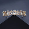 Women Retro Luxury Pearl Crown Headband With Diamond Design Hollow Bridal Wedding Headwear