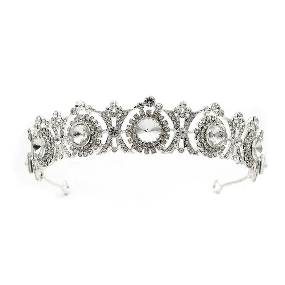 Women Retro Luxury Pearl Crown Headband With Diamond Design Hollow Bridal Wedding Headwear